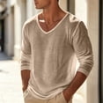 thumbnail image 5 of Mens Long Sleeve Shirt Lightweight Casual V-Neck Cotton Pullover Solid Color Tee Classic Long Sleeve Shirts for Men, 5 of 5