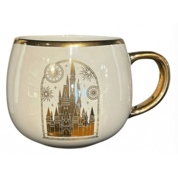 Disney Parks WDW Castle Collection White/Gold Coffee Mug New with Tag