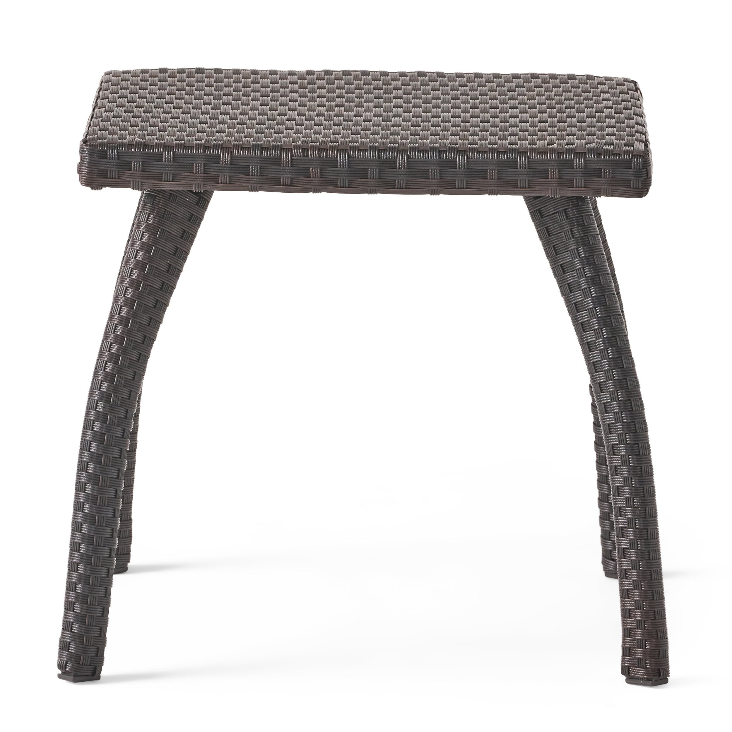 Outdoor Wicker Decor Side Table, Simple Leisure End Table for Patio Garden, Brown