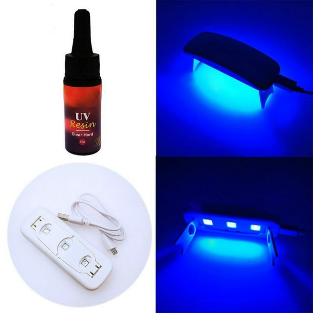PENGXIANG UV Resin and UV Lamp Kit DIY Fast Curing UV Clear Hard Resin for Making Jewelry durable Making Jewelry Handicrafts Epoxy Resin crafts UV Resin and UV Lamp Kit Clear Hard 3W Blu