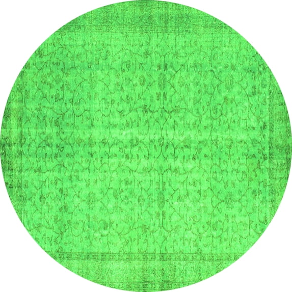 Ahgly Company Indoor Round Abstract Green Contemporary Area Rugs, 5' Round