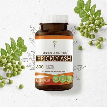 Secrets Of The Tribe Prickly Ash Capsules Dietary Supplement, Natural Herbal Capsules for Digestive Support, Prickly Ash (Zanthoxylum Clava-herculis) Dried Bark, 60 Capsules