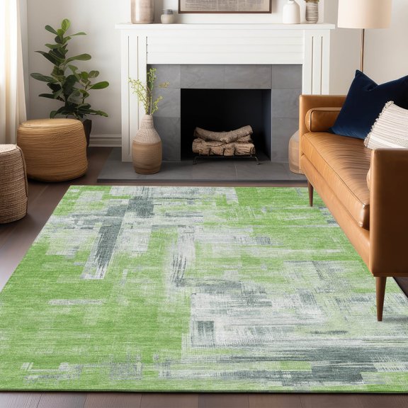 Addison Rugs Machine Washable Indoor/ Outdoor Abstract Contemporary Chantille Rug 10' x 14' - Aloe