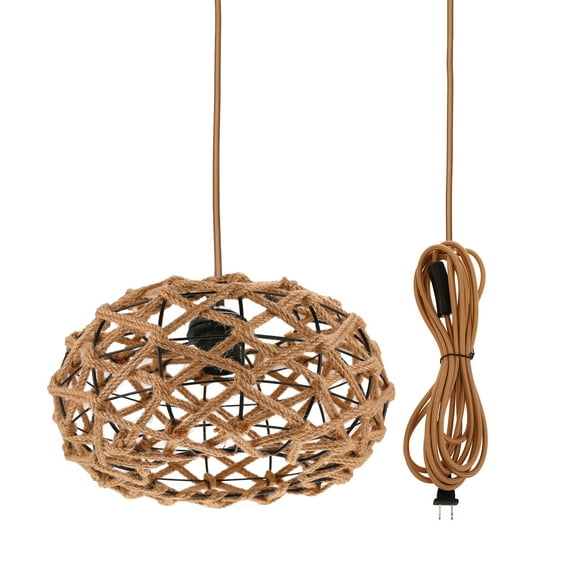 1-Light Woven Pendant Light,White Socket,Kitchen Island, Pendant Light Fixture, Adjustable Height, Home Décor Lighting