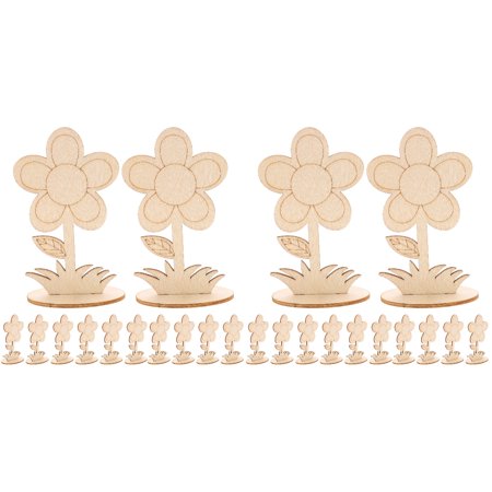 24 pcs Unfinished Wooden Flowers Crafts Wooden Flowers To Paint Flower Decor