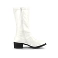 thumbnail image 3 of BLISSFUL STEP Women's Buckle Zipper Block Heel Combat Boots White 7.5, 3 of 7
