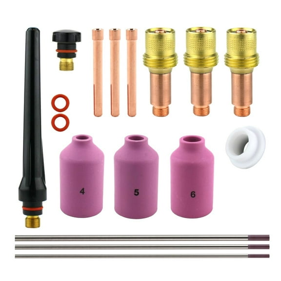 Consumables Kit for 17-18-26 Series TIG Torches with Gas Lens Set-Up - Sizes: 0.040", 1/16" and 3/32" with Tungstens (Model: AK-2-GL-T)