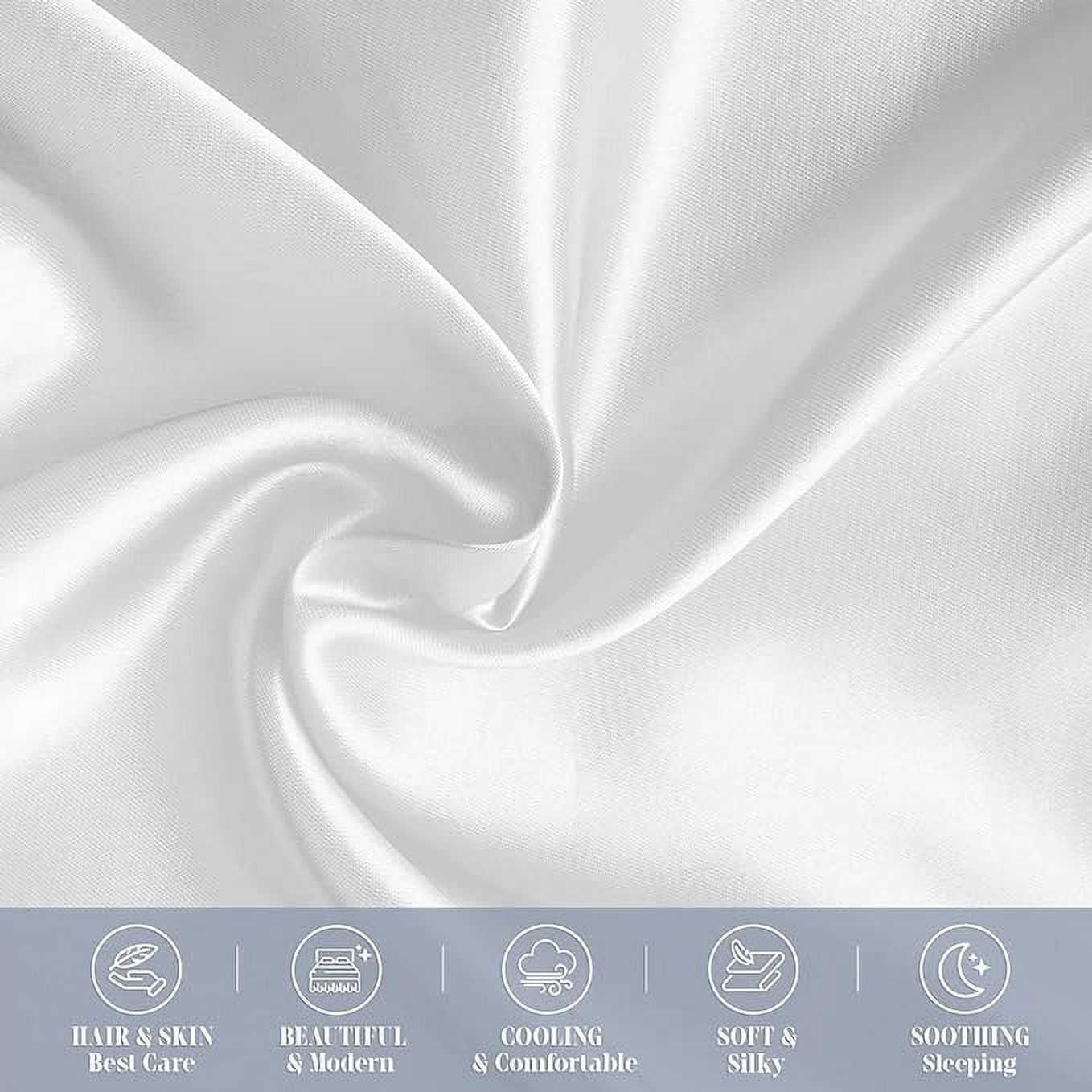 Cooling Viscose Satin Pillowcase 4-Pack Set with Hidden Zipper Closure,King, White