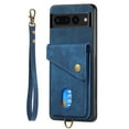 thumbnail image 3 of Nalacover for Google Pixel 8 Pro, Slim Case Wallet with Credit Card Holder, Back Flip Premium Leather Magnetic Clasp Kickstand Wirst Hand Strap Shockproof Cover for Google Pixel 8 Pro, Blue, 3 of 7