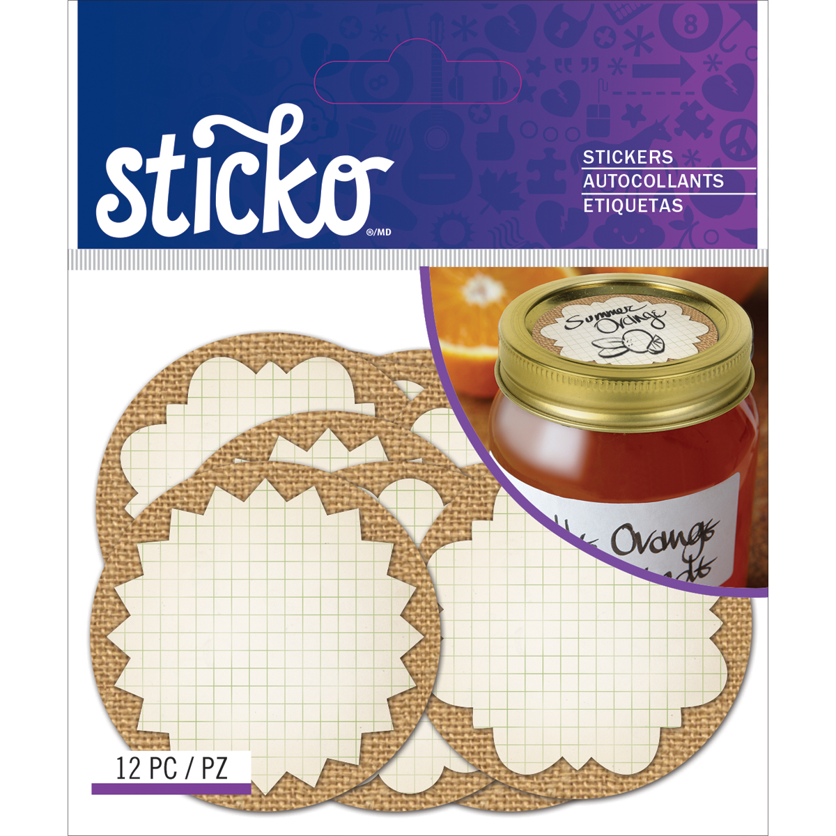 Sticko Label StickersBurlap Mason Jar Labels