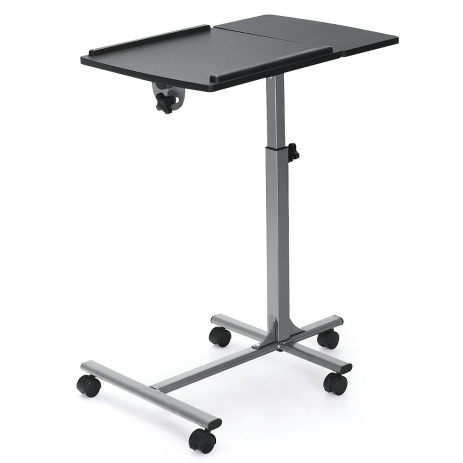 Demi Bonn Adjustable Angle Height Rolling Laptop Table, Laptop Workstation for Laptops, Books, Tablets, and Art, Black