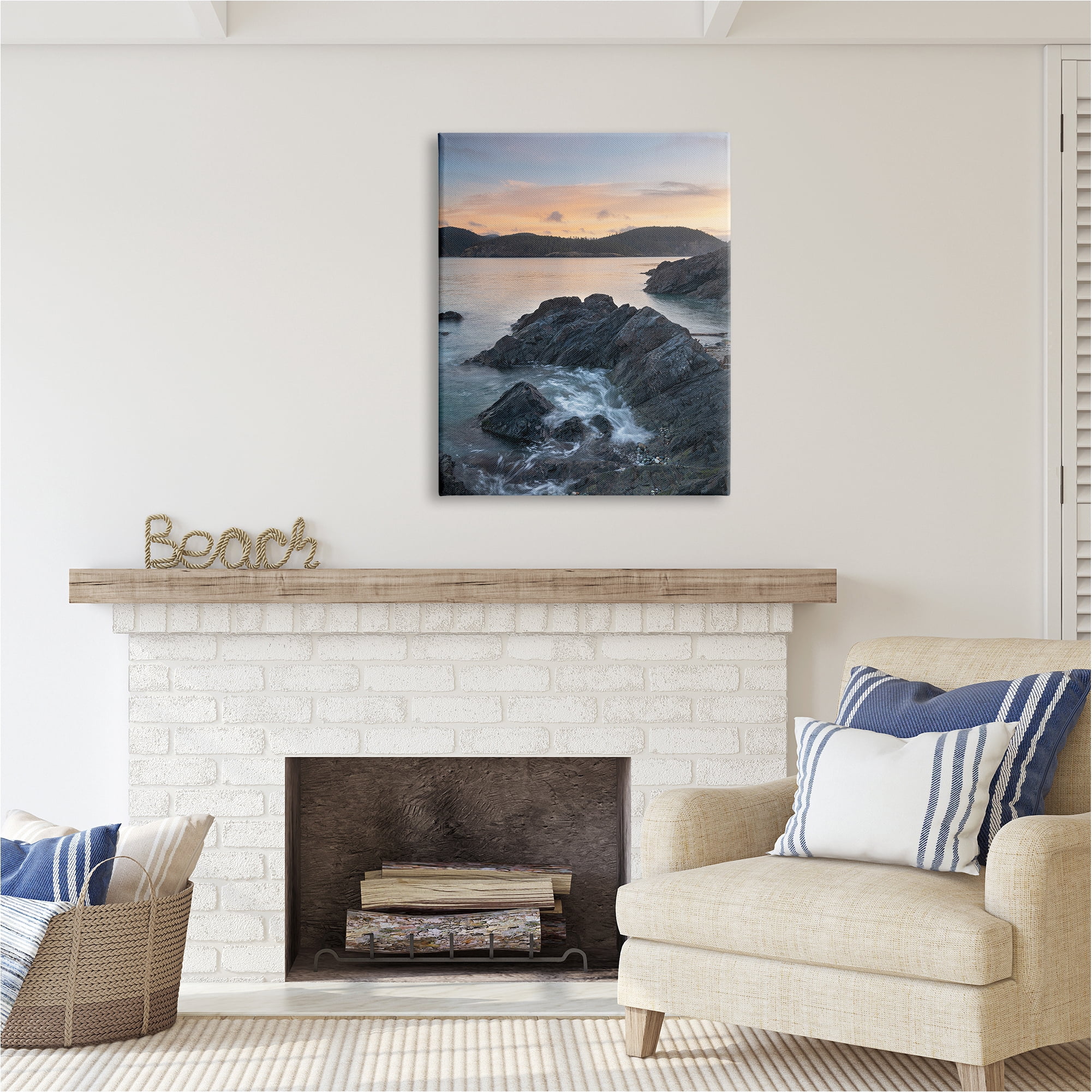 Stupell Industries Rocky Sea Cliffs Landscape Photography Gallery Wrapped Canvas Art Print Wall Art, 30 x 40