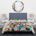 thumbnail image 3 of Designart "Geometry in Balance Blue and Orange I" Modern Geometric Bedding Covert Set - Abstract Geometric Blue Abstract Bed Set With 2 Shams, 3 of 6