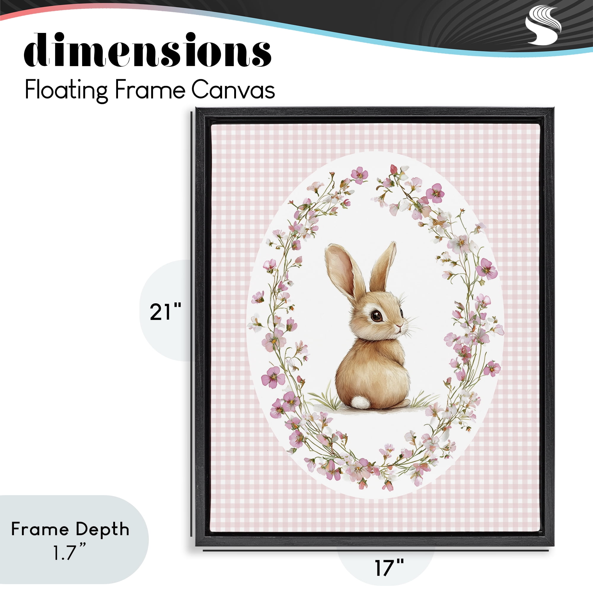 Stupell Industries Spring Gingham Rabbit Black Framed Floater Canvas Wall Art, design by Christine Simpson Art