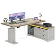 thumbnail image 2 of Craftian L-Shaped Electric Standing Desk with LED Lights & Power Outlets, Modern Adjustable Height Sit-Stand Desk, Grey Wash, 2 of 10