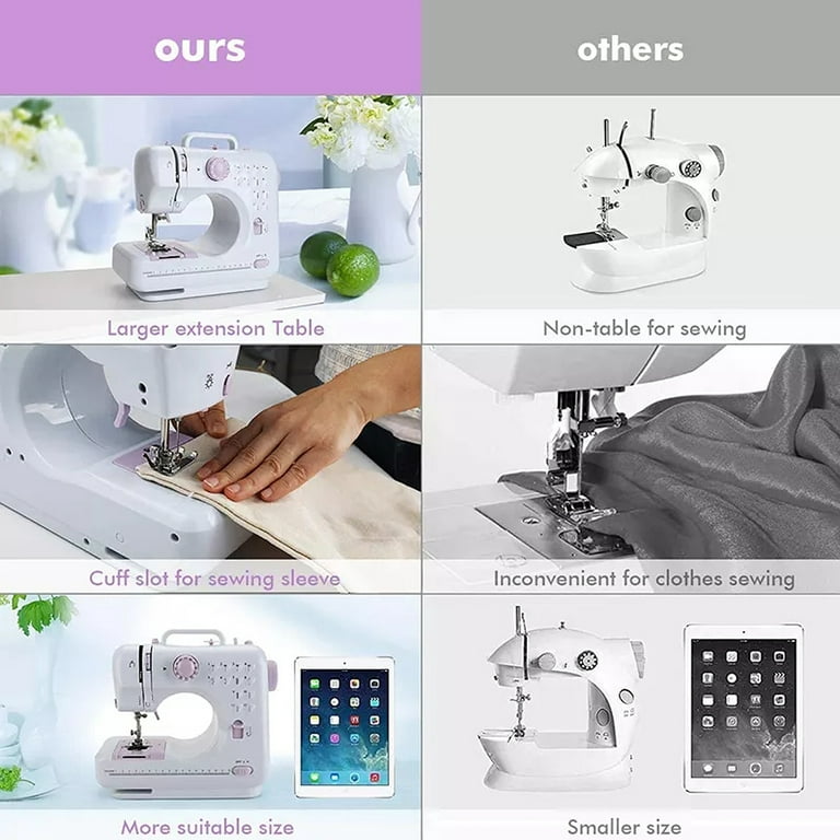 Mini Sewing Machine for Beginners , 505 Sewing Machine with Reverse Stitch and 12 Built-In Stitches, Portable Sewing Machine, Household Electric