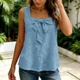 thumbnail image 6 of Kilaqueen Womens Bow Tie Front Tank Tops Summer Dressy Solid Color Square Neck Sleeveless Tunic Blouses Lightweight Loose Fit Casual Going Out Cami Gauze Shirts, 6 of 7