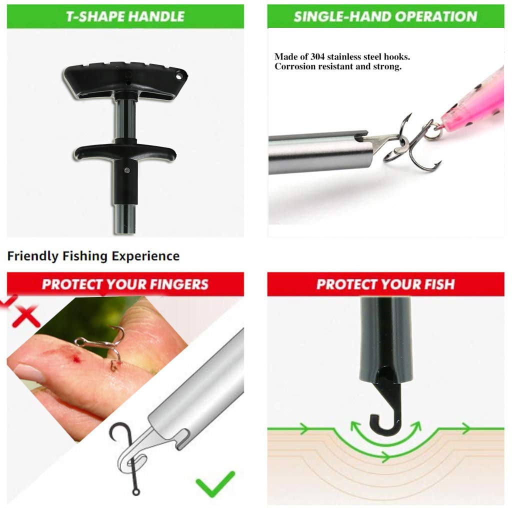2 Pcs Easy Fish Hook Remover, 2022 New Squeeze-Out Fish Hook Separator Tools,  Portable Easy Reach Aluminum Fishing Hooks Extractor 