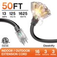 thumbnail image 2 of Cable de extensión Deeklify de 15,2 m con 3 tomas, resistente al agua, SJTW, 2 of 8