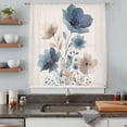 thumbnail image 5 of Navy Blue Floral Sheer Curtains 45 Inches Long, Watercolor Flowers Farmhouse Linen Light Filering Curtains, Breathable Simi Curtain Privacy Drapes for Kitchen Bathroom Small Window Treatment, 5 of 9