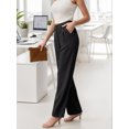 thumbnail image 3 of GIRUNS Women's Casual Wide Leg Pants High Waisted Button Loose Pants with Pockets Business Trousers Black L, 3 of 6