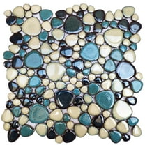 Interlocking Ceramic Pebble Mosaic Tile Bathroom Wall Shower Floor Pool 5 Sheets