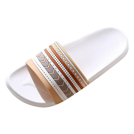 

ZHAGHMIN Fashion Summer Women Slippers Indoor Outdoor Flat Thick Bottom Flip Flops Open Toe Breathable Comfortable Womens Slides Sandals Khaki Size7.5