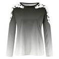 thumbnail image 4 of Lolmot Ladies Summer Tops and Blouses Casual Round-Neck Lace Hollow Out Long Sleeve Pullover Slimming Blouse T-Shirt Tops, 4 of 5