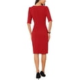 thumbnail image 3 of Allegra K Ruched Dress for Women's Short Sleeve Business Work Dress Trendy M Red, 3 of 5