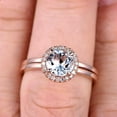thumbnail image 4 of 1.25 Carat 6mm Round Cut Aquamarine Engagement Ring with Plain Matching Band On 10k Rose Gold, 4 of 5