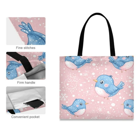 Canvas Tote Bag for Women Girls Design Print Whimsical Winter Blues Tote