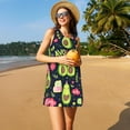 thumbnail image 3 of Fuzoiu Avocado Love Print Women's Sleeveless Dress,Summer Dresses for Women,Casual Sundresses,Beach Sleeveless T-shirt Swing Dress with Pockets, 3 of 7