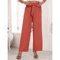 thumbnail image 3 of FIUFY Women's Wide Leg Lounge Pants with Pockets Lightweight High Waisted Adjustable Tie Knot Loose Trousers, 3 of 6