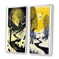 thumbnail image 3 of Designart "Winter Trees and Snowy Mountain River I" Landscape Forest Framed Wall Art Set Of 2 - Country Yellow Frame Gallery Set For Office Decor, 3 of 6