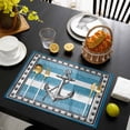 thumbnail image 3 of Blue Anchor Placemats Set of 4, Nautical Summer Beach Coastal Ocean Art Placemats for Dining Table, Place Mats for Kitchen Tabletop, Waterproof Wipeable Dining Table Mats Set, 3 of 9