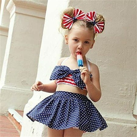 

independence day toddler kids girls 4th of july prints sleeveless top independence day shorts pants bowknot 4pcs outfits set essentials red 110