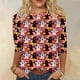 thumbnail image 2 of Camiseta de Halloween de manga 3/4 para mujer: camiseta informal con estampado espeluznante de calabaza, murciélago y telaraña, 2 of 5