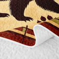 thumbnail image 5 of Manfei Farmhouse Grizzly Bear Twin Quilt Set, Tribal Square Grid Twin Coverlet Set, Orange Brown, Black Reversible, 2pcs, 1 Bedspread and 1 Pillowcase, 5 of 7