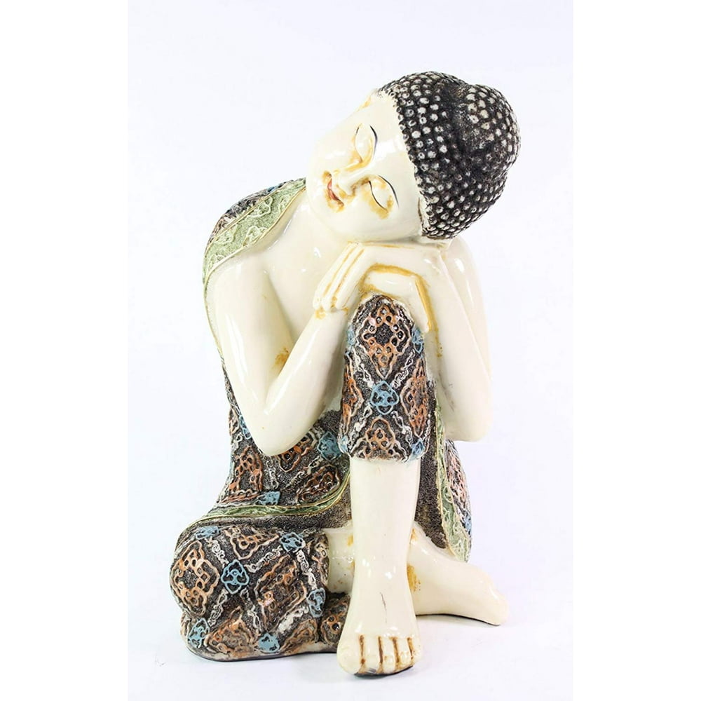 Feng Shui 10" Aged Ivory Resting Meditating Buddha Figurine Peace
