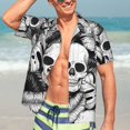 thumbnail image 7 of Pofeuu Skull and palm leaves Print Hawaiian Shirt for Men Sleeves Casual Button Down Summer Beach Dress Shirts T-Shirts,Large, 7 of 7