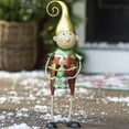 thumbnail image 2 of Plow & Hearth Metal Elf With Yellow Hat Christmas Garden Statue, 2 of 9