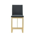 thumbnail image 2 of Benjara Cid Anki Counter Stool Chair, Dark Gray Faux Leather, Brass Stainless Steel, 2 of 5