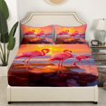thumbnail image 3 of Chic Flamingo Bedding Full Size Beach Theme Bed Sheets Set, Coastal Sunset Sheet Set Cute Wildlife Sheets, Tropical Animal Top Sheet Room Decor, 3 of 6