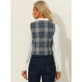 thumbnail image 3 of DARING DIVA Women's Plaid Single Breasted Sleeveless Racerback Waistcoat XS Grey Blue, 3 of 6
