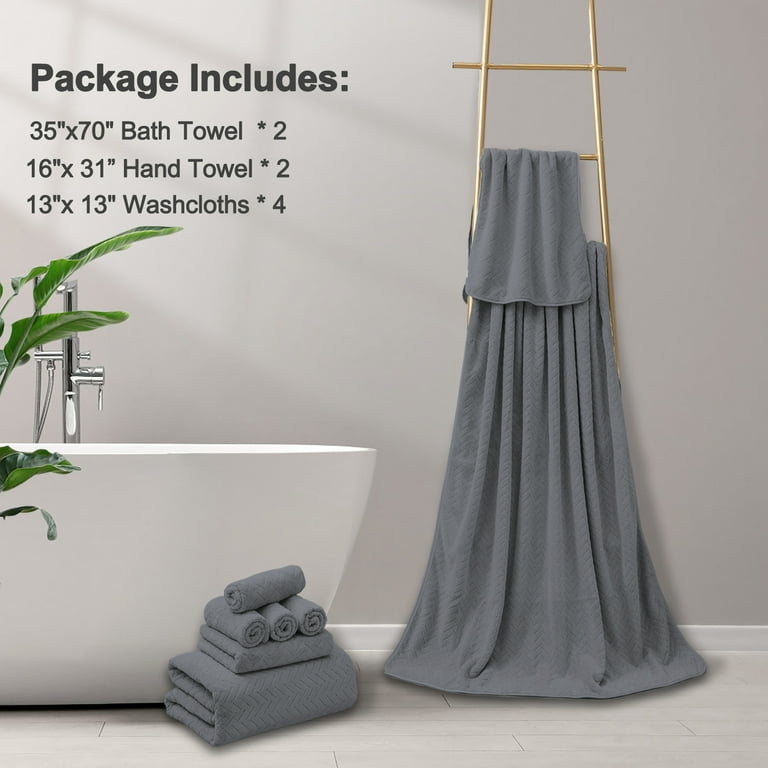 Covina Home 8-Pack Dark Grey Bath Towel Set, Oversized Ultra