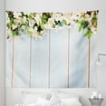 thumbnail image 1 of Rustic Tapestry, Apple Blossoms Branch on Pastel Painted Wooden Backdrop Spring Love, Fabric Wall Hanging Decor for Bedroom Living Room Dorm, 5 Sizes, Baby Blue and Olive Green, by Ambesonne, 1 of 1