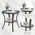thumbnail image 3 of PARKWELL Outdoor Patio Side Table Square Wicker End Table with Glass Top, Brown, 3 of 8