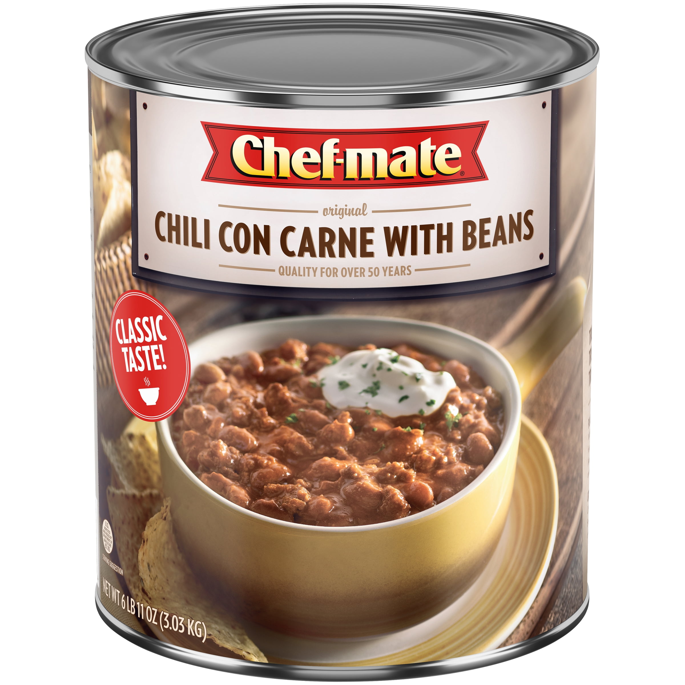 Chefmate Chili con Carne with Beans, Canned Chili with Beans, 107 Oz