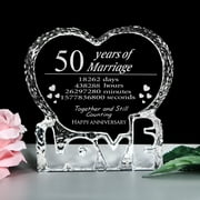 Customized Engraved heart-shaped Crystal, 50 Year 50th Anniversary Wedding gifts for Couples Wife Girlfriend Husband Boyfriend