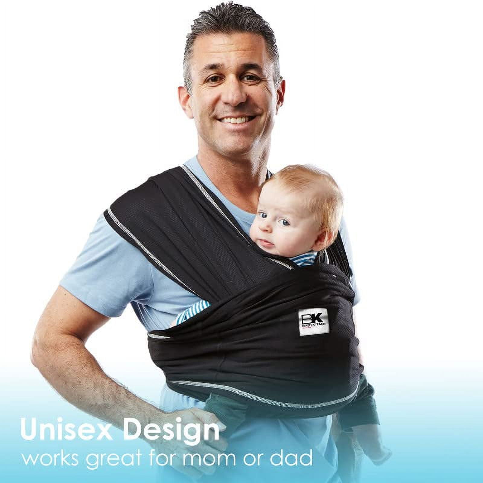 Baby K'tan Baby Wrap Carrier - Pre Wrapped, Hygienic Sport Performance Blend Sling - UVA and UVB Sunblocking Protection - Quick Drying Fabric - Active Yoga Black (Medium) Medium Yoga Heather Black